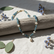 Faceted Kyanite & Freshwater Pearl Necklace