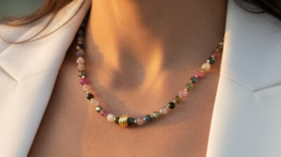 Faceted Multicolour Tourmaline Necklace
