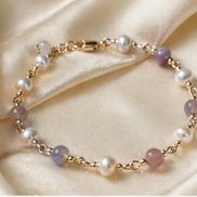 Chinese Moonstone & Freshwater Pearl Bracelet