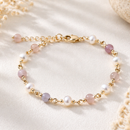 Chinese Moonstone & Freshwater Pearl Bracelet