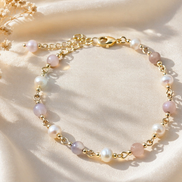Chinese Moonstone & Freshwater Pearl Bracelet