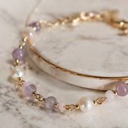 Chinese Moonstone & Freshwater Pearl Bracelet