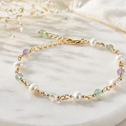 Fluorite & Freshwater Pearl Bracelet