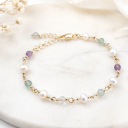 Fluorite & Freshwater Pearl Bracelet