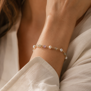 Fluorite & Freshwater Pearl Bracelet