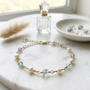 Fluorite & Freshwater Pearl Bracelet