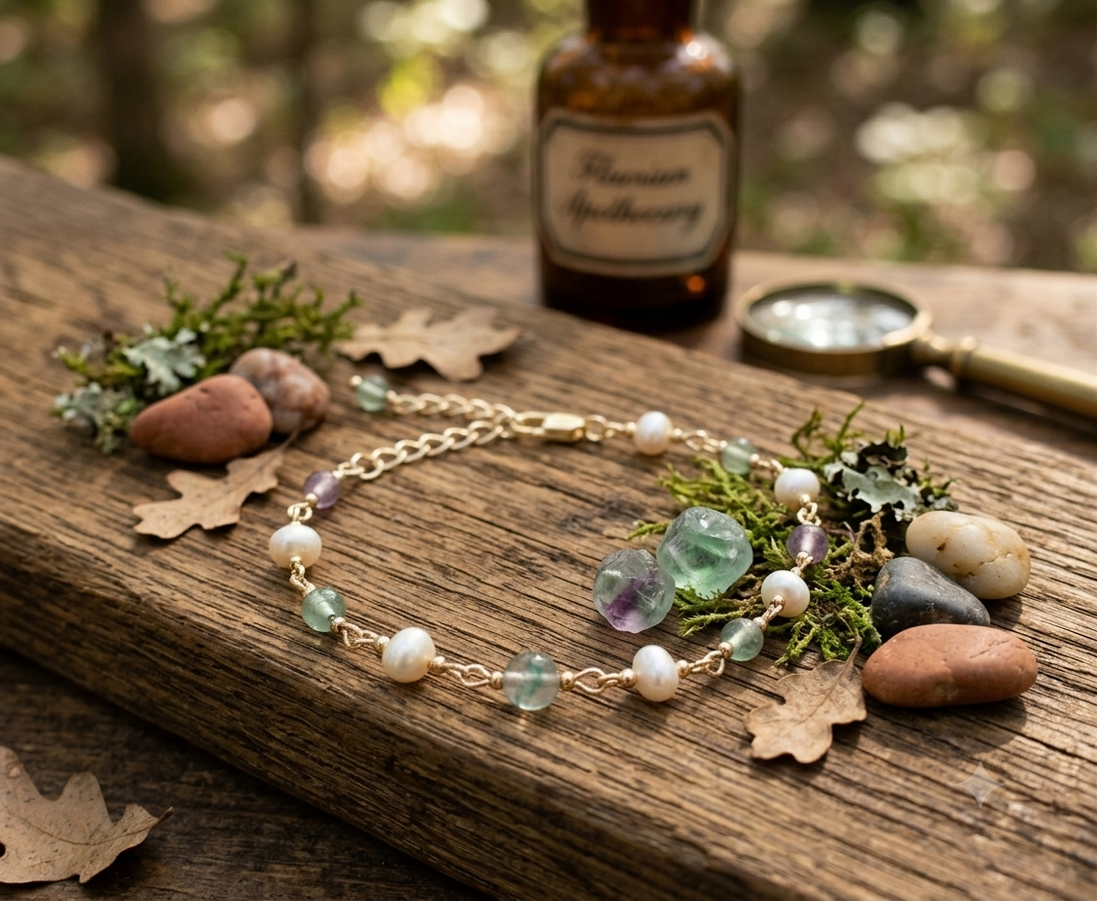 Fluorite & Freshwater Pearl Bracelet