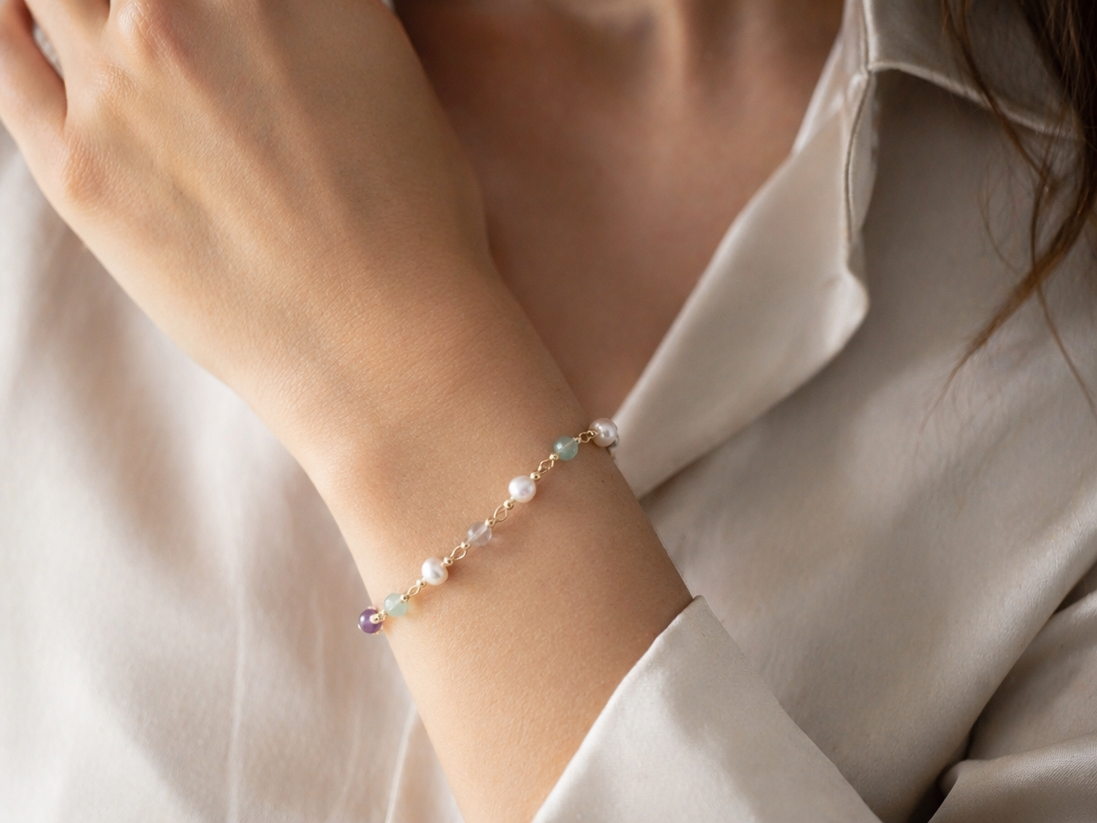 Fluorite & Freshwater Pearl Bracelet