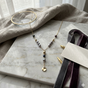 Blue-Grey & Peacock Freshwater Pearl Y-Necklace