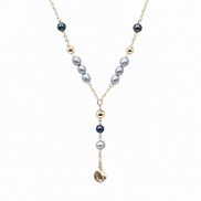 Blue-Grey & Peacock Freshwater Pearl Y-Necklace