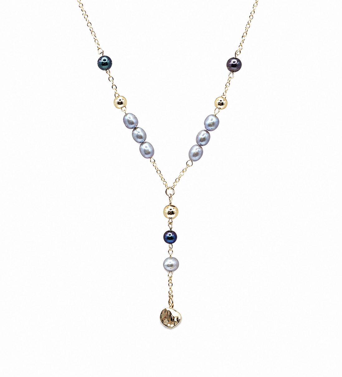 Blue-Grey & Peacock Freshwater Pearl Y-Necklace