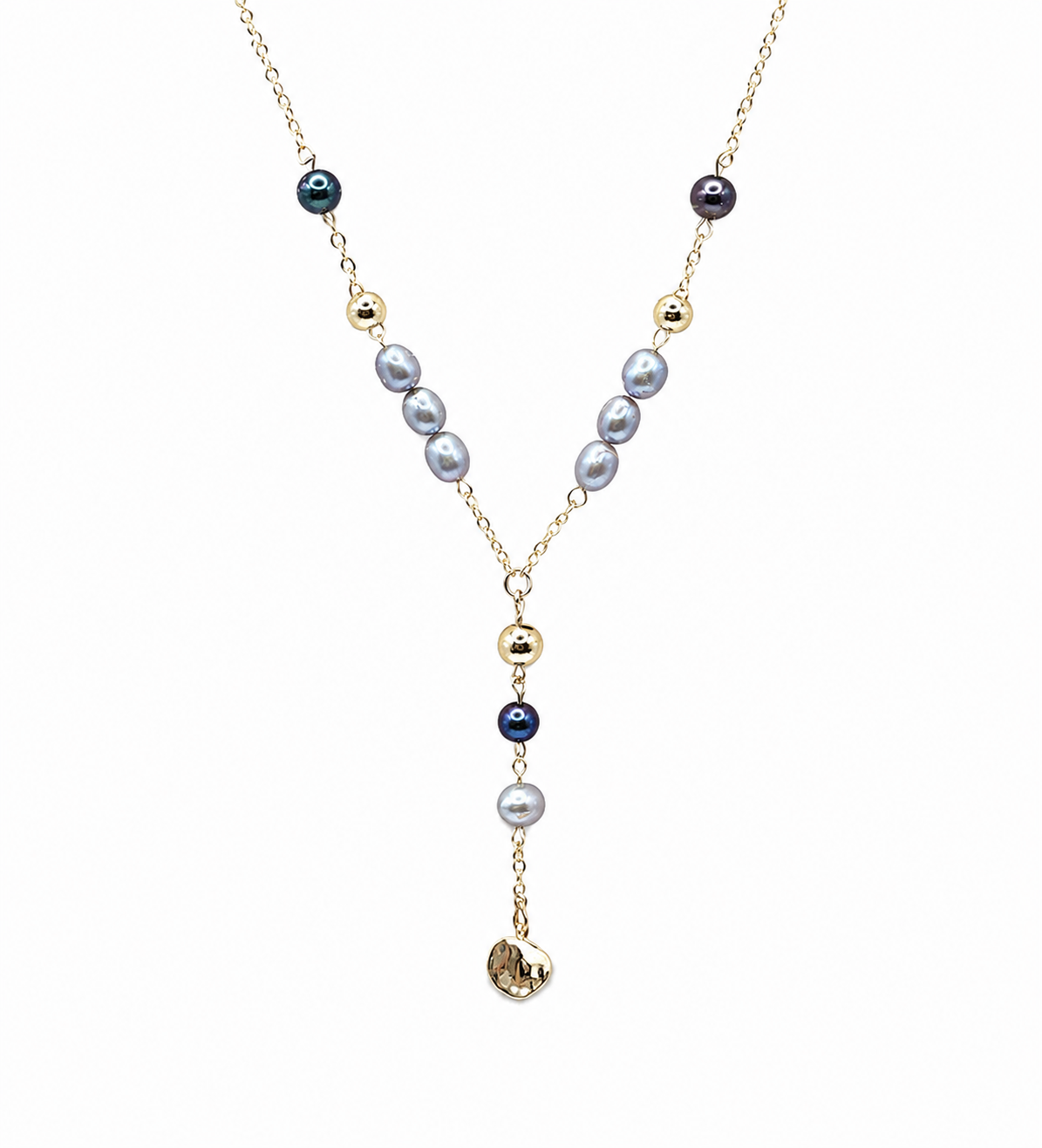 Blue-Grey & Peacock Freshwater Pearl Y-Necklace