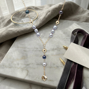 Blue-Grey & Peacock Freshwater Pearl Y-Necklace