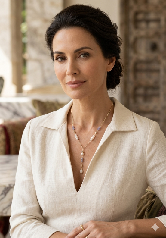 Freshwater Pearl & Moonstone Y-Necklace in 14K Gold Plate