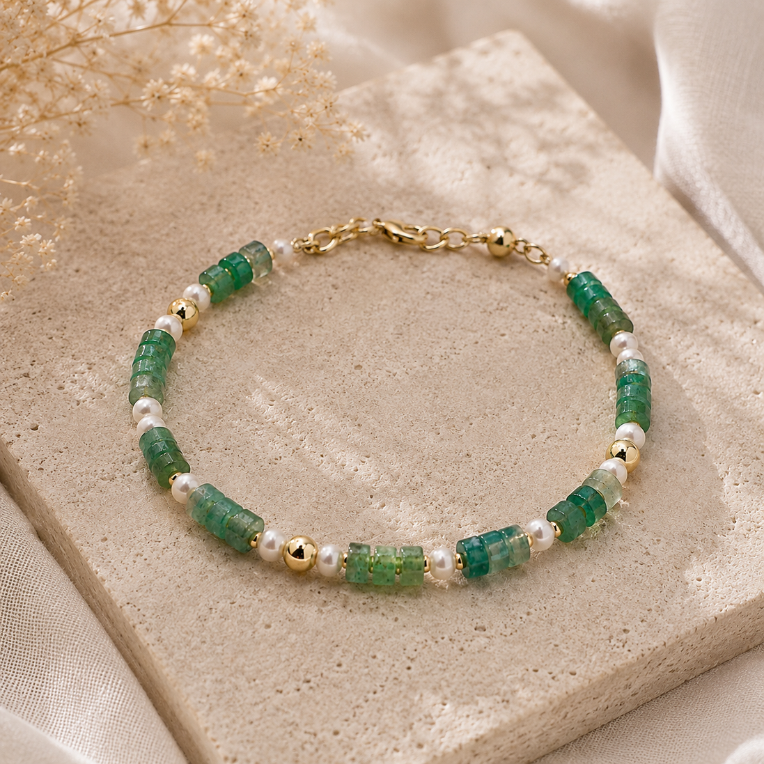 Aventurine & Freshwater Pearl Bracelet