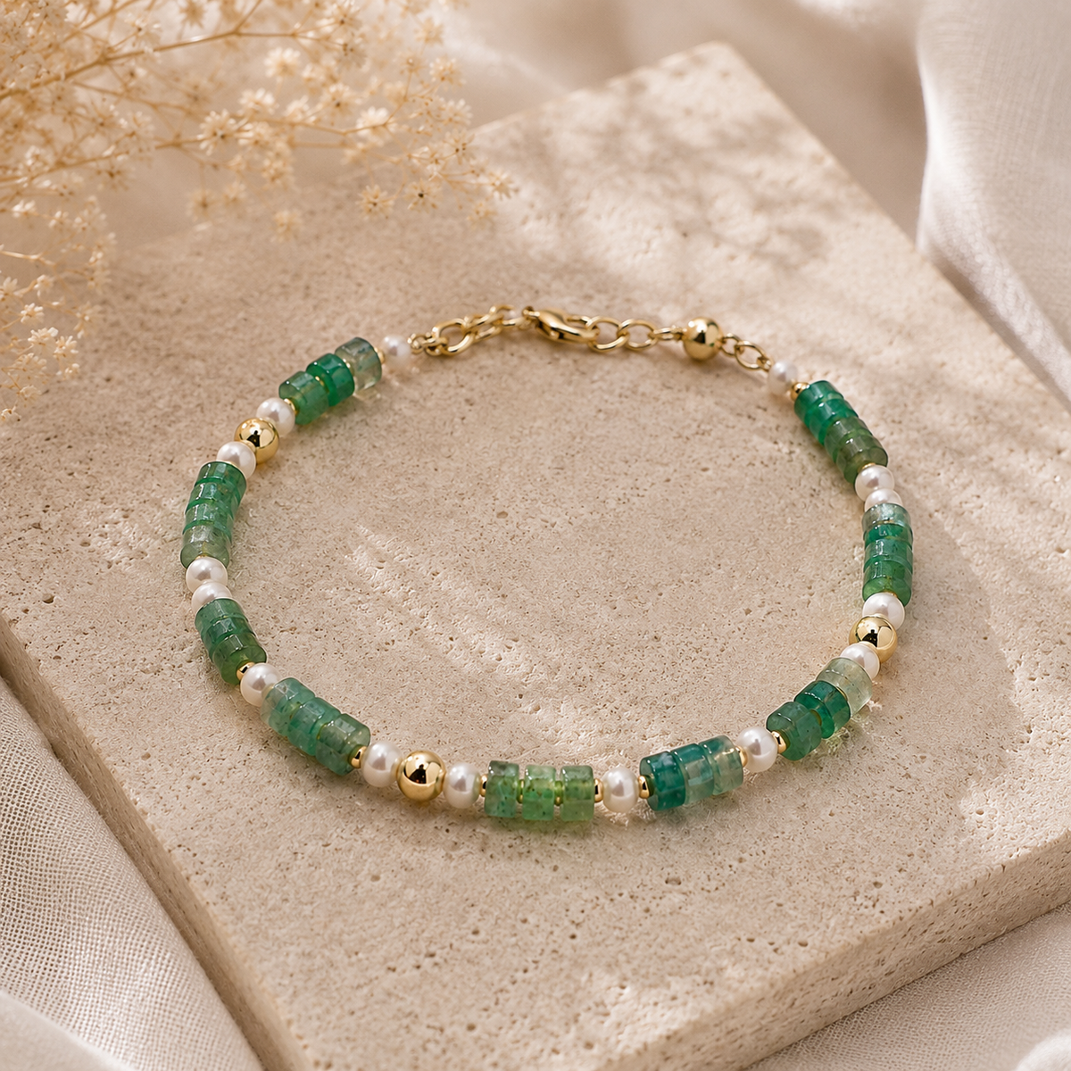 Aventurine & Freshwater Pearl Bracelet