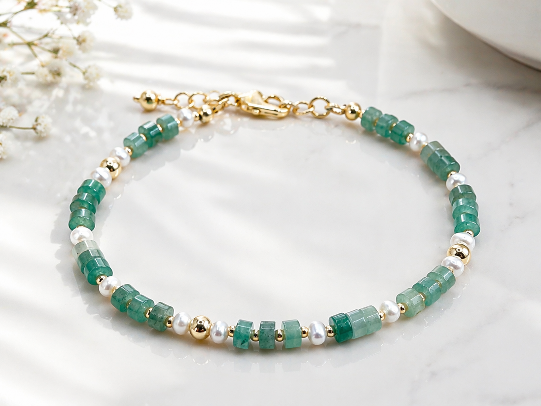 Aventurine & Freshwater Pearl Bracelet
