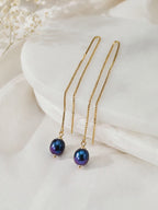 Peacock Freshwater Pearl Threader Earrings