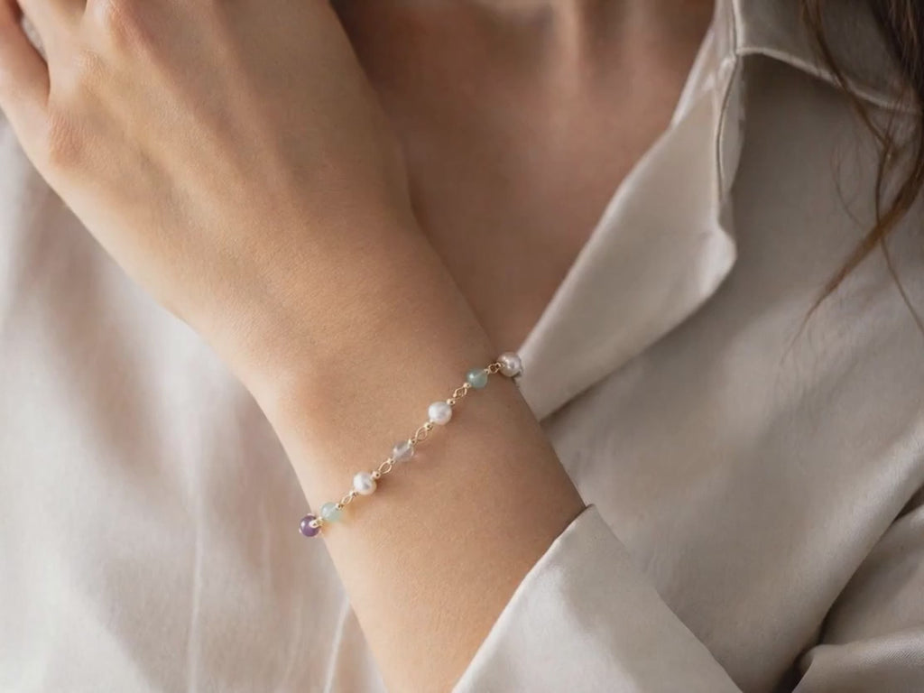 Fluorite & Freshwater Pearl Bracelet
