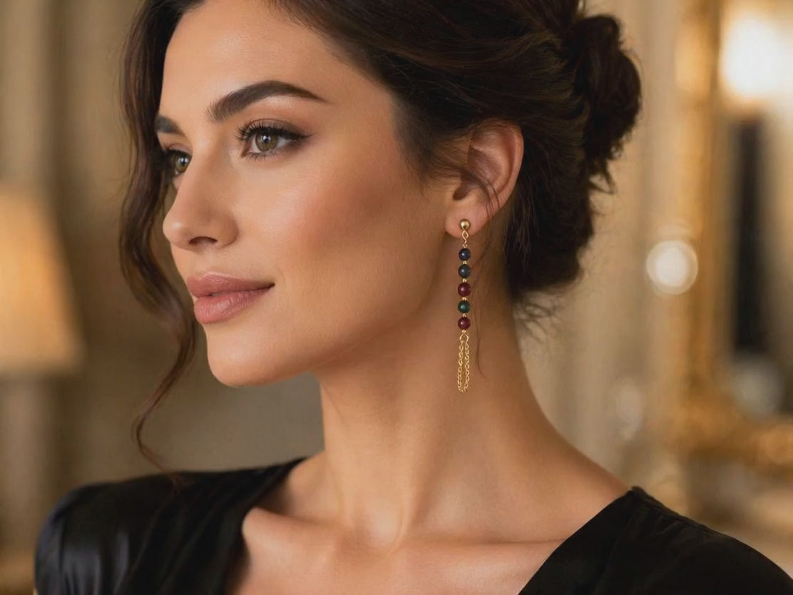 Kasgar Garnet Chain Drop Earrings