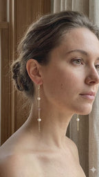 Freshwater Pearl & Moonstone Long Drop Earrings