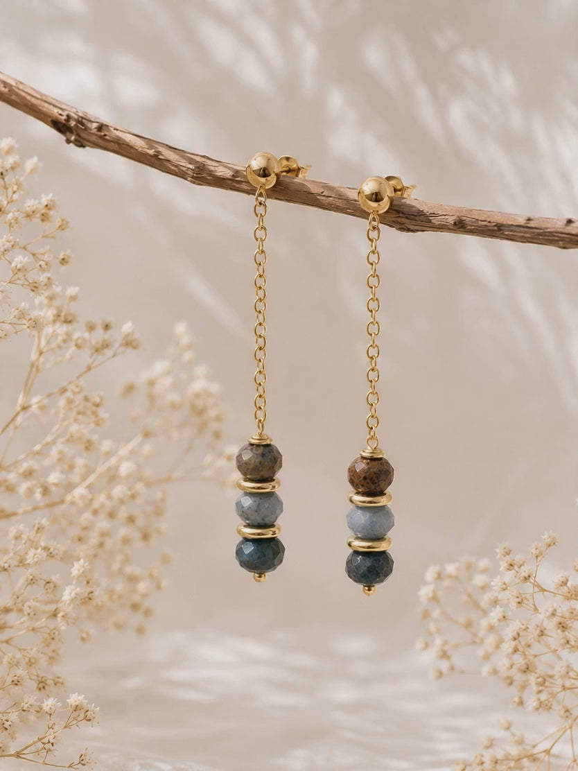 Faceted Sodalite Chain Drop Earrings